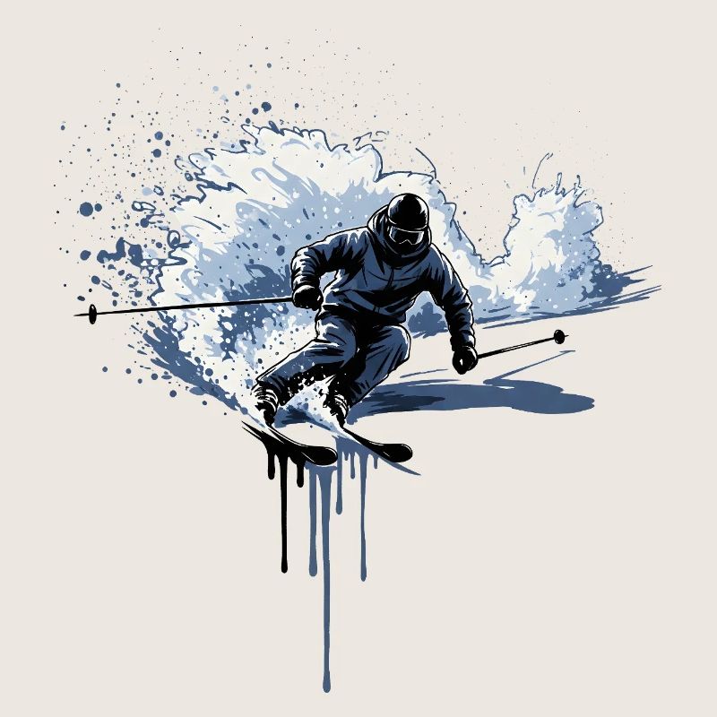 Ski Freeride Deep Snow Art Splash Effect