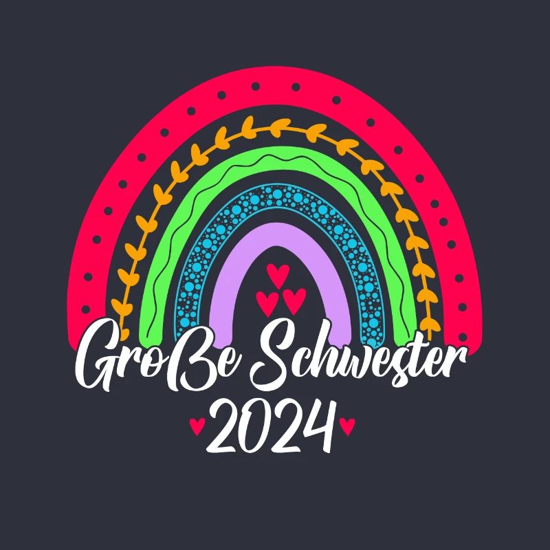 Große Schwester 2024 Boho Regenbogen Design
