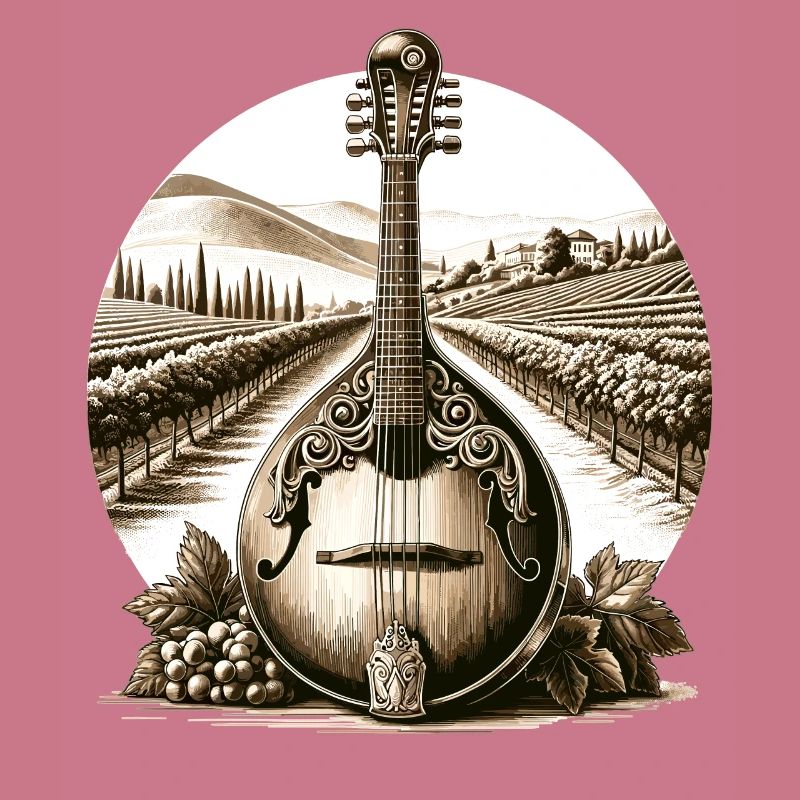 Mandoline ornée devant les vignes