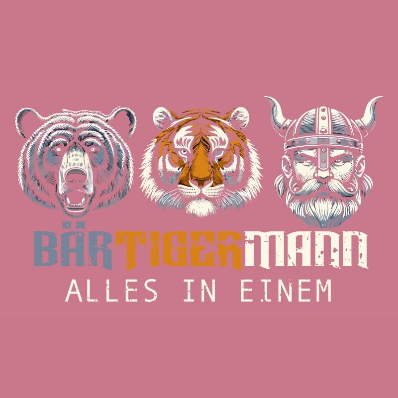Bärtigermann Bär Tiger Mann Geschenk Bart Sprüche