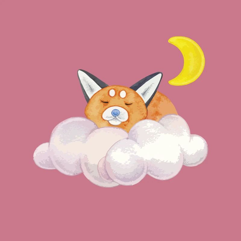 Sleeping cat cloud moon night gift