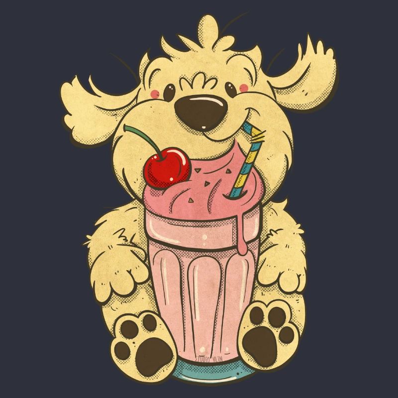 Cockapoo Thor mit rosa Milchshake