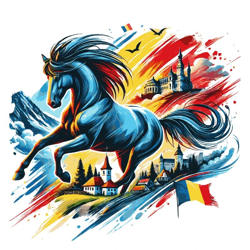Dynamisches Pferd mit rumänischen Elementen