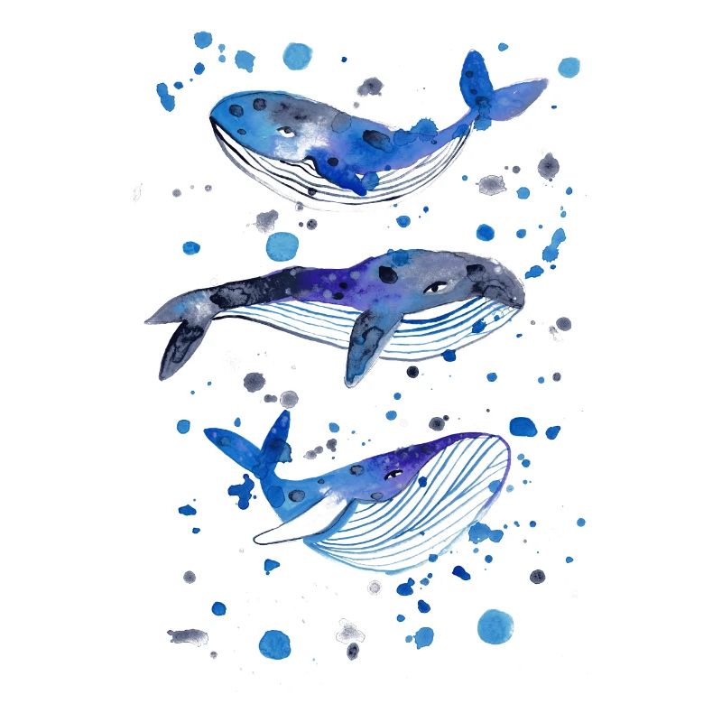 Trois baleines dans la mer sous l & # 39; eau