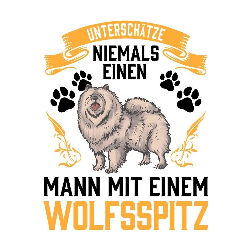 Mann mit Wolfsspitz Deutscher Keeshond