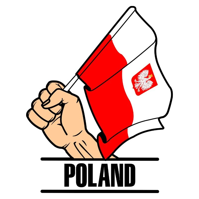 Drapeau Pologne poing texte POLOGNE