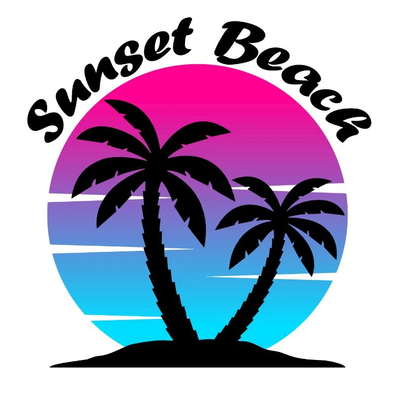 Synthwave Coucher de soleil avec palmiers Coucher de soleil Plage