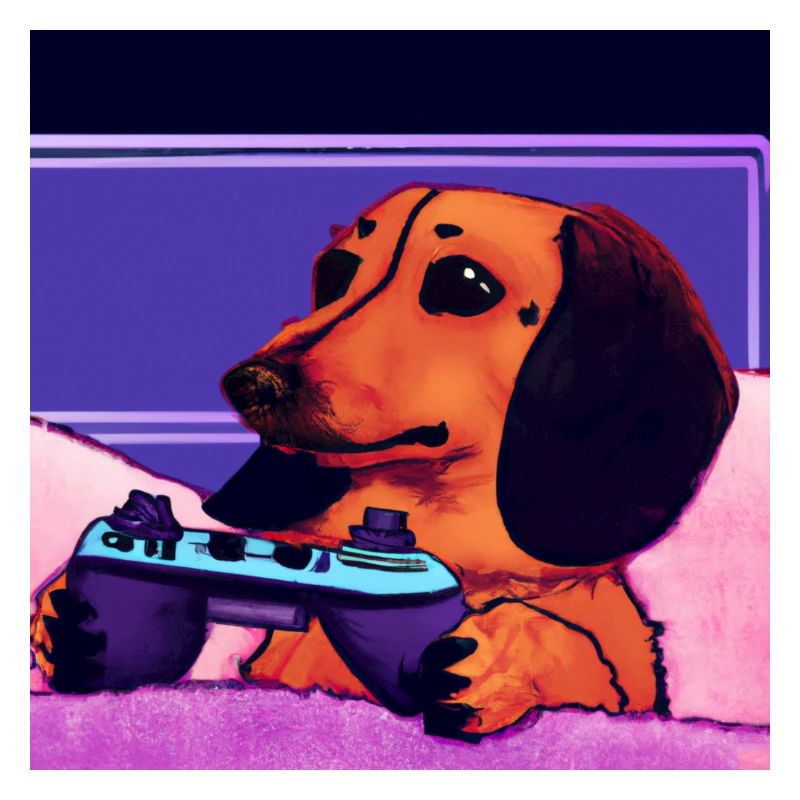 Dachshund Synthwave Gaming