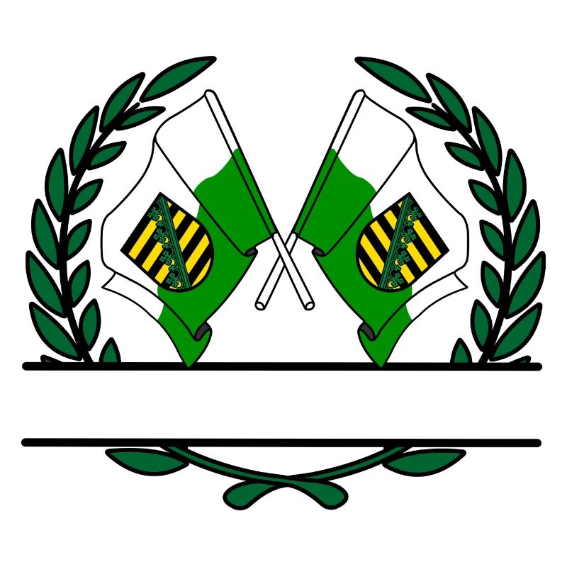 Drapeaux Saxe couronne de laurier bannière