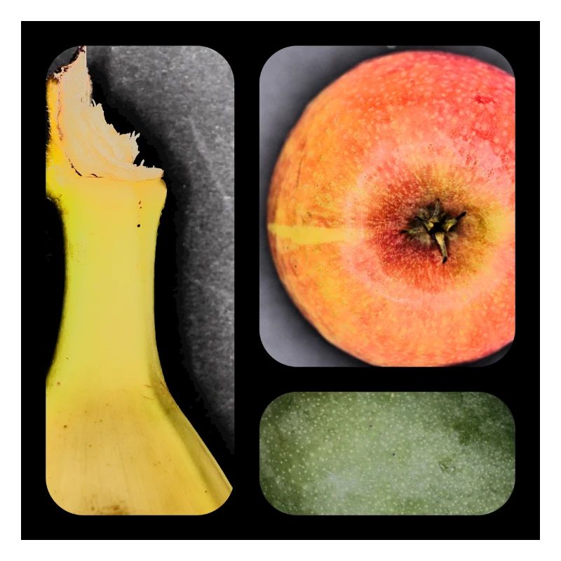 Alles Obst hier oderApfel trifft Banane.