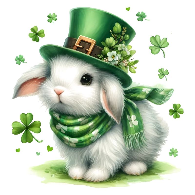 Rabbit Wearing Irish Hat