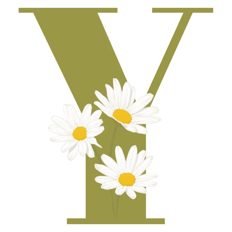 Buchstabe y grüne Gänseblümchen