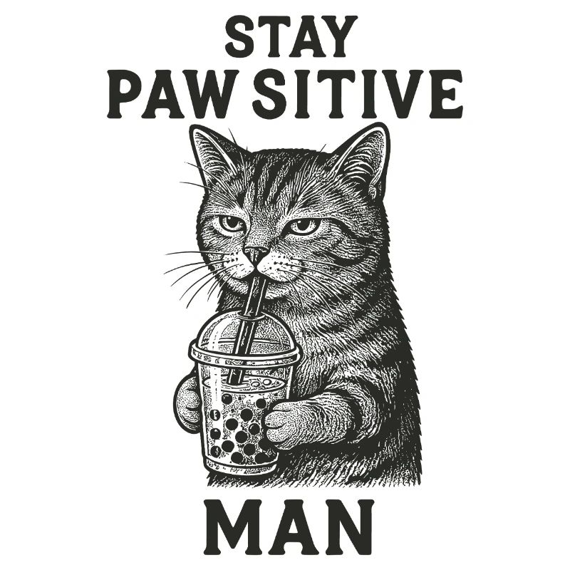 Coole Katze mit Bubble Tea - Stay Pawsitive