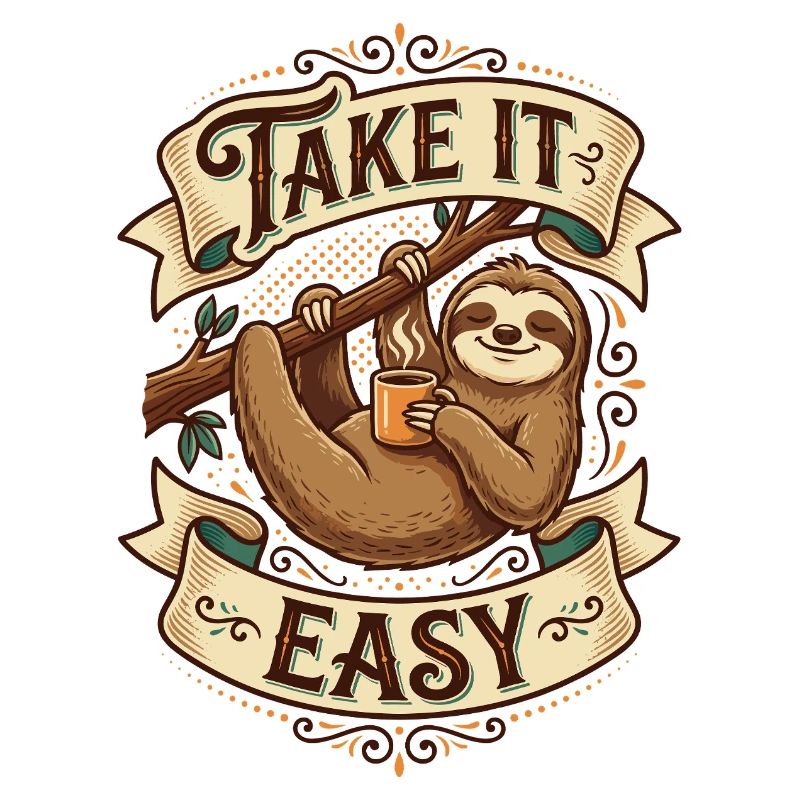 Take It Easy Sloth Motif