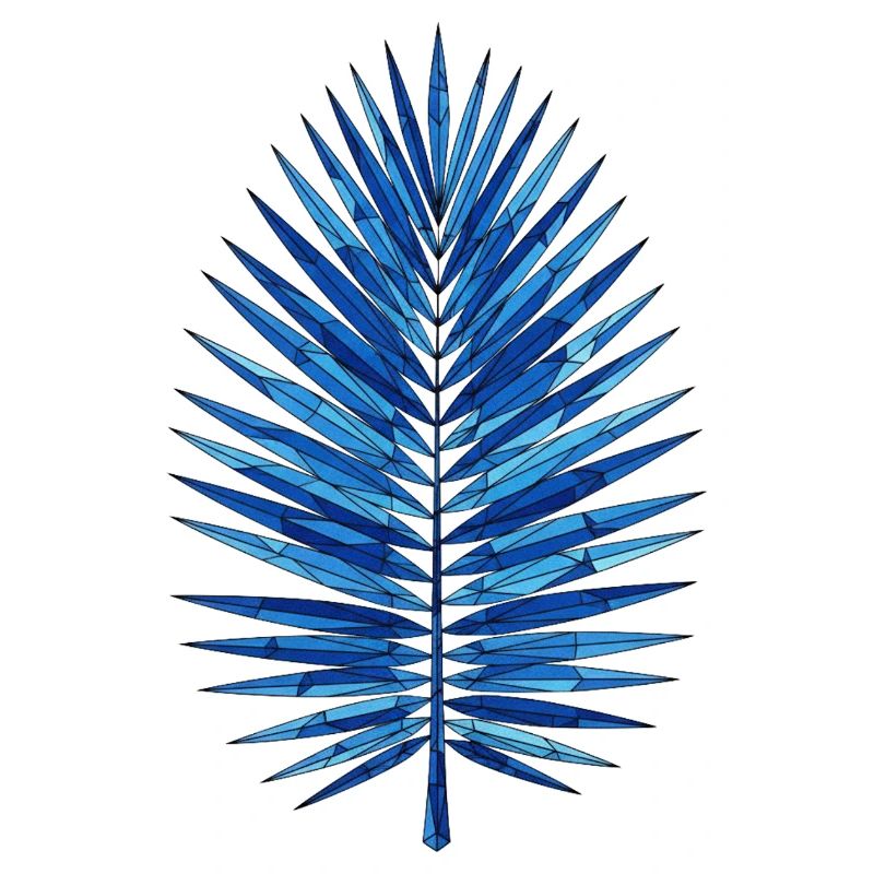 Blue Geometry Palm Leaf