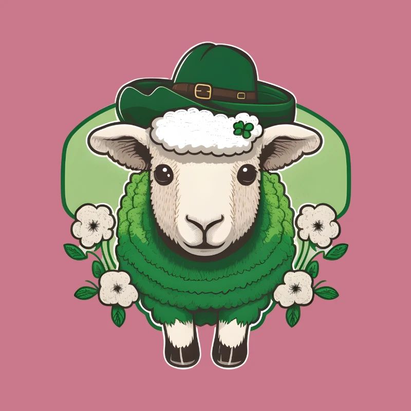 St. Patrick s Day Schaf mit Blumen