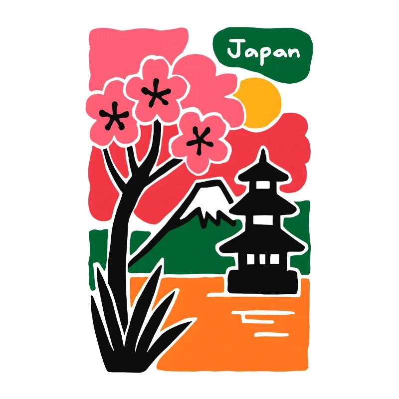 Sakura Tempel am See Japan