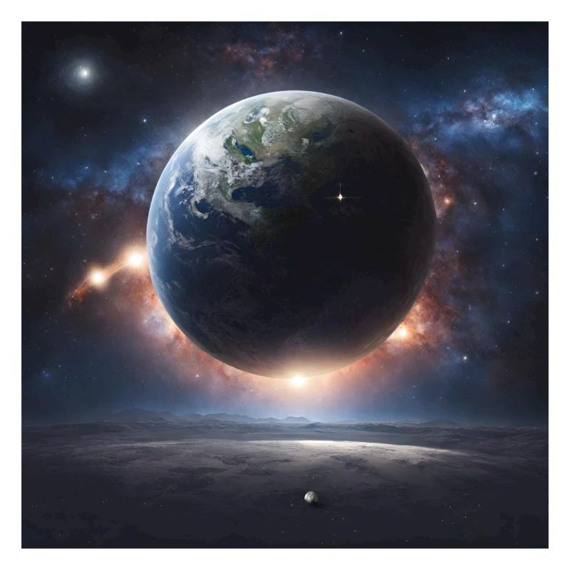 A galaxy, with an earth