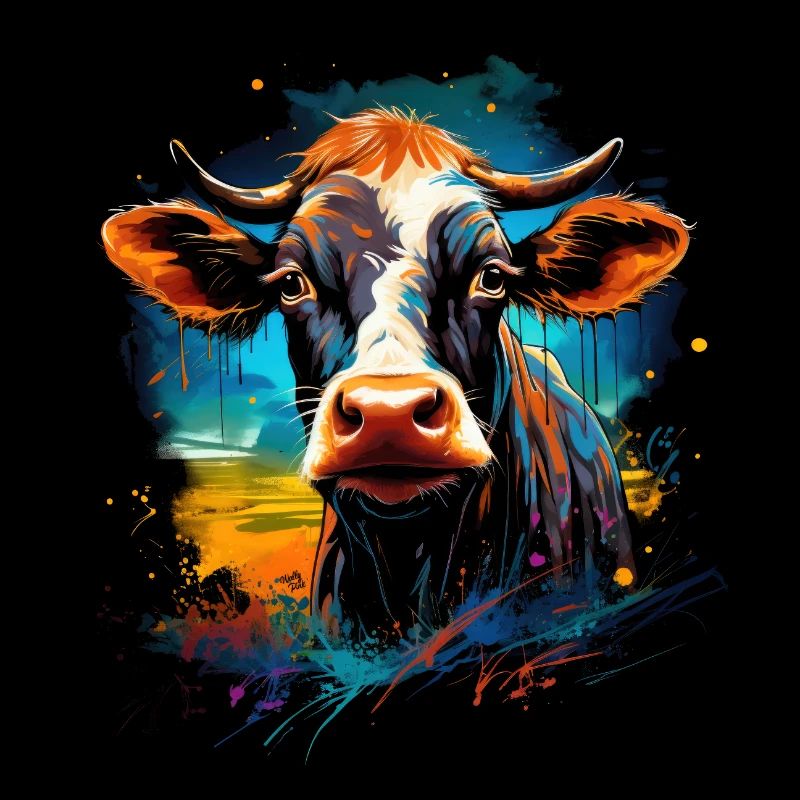 coloré vache cool portrait d’animal de compagnie