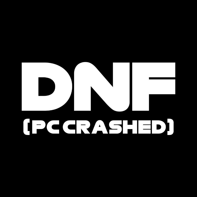 'DNF - PC Crashed' Schwarz/Weiß-Sim-Renndesign