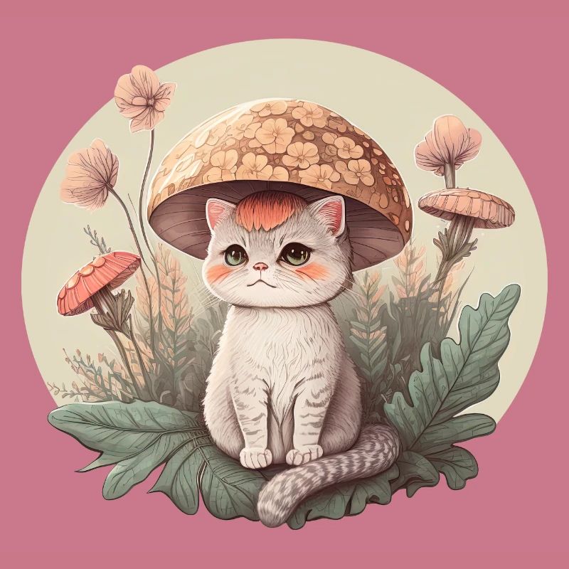 Esthétique Cat Toadstool Hat Mushroom Cottagecore