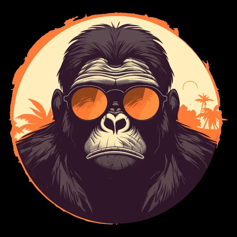 Gorilla with sunglasses, monkey, primate
