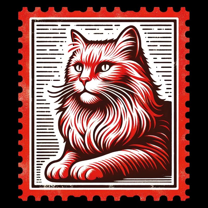 Chat au look timbre-poste