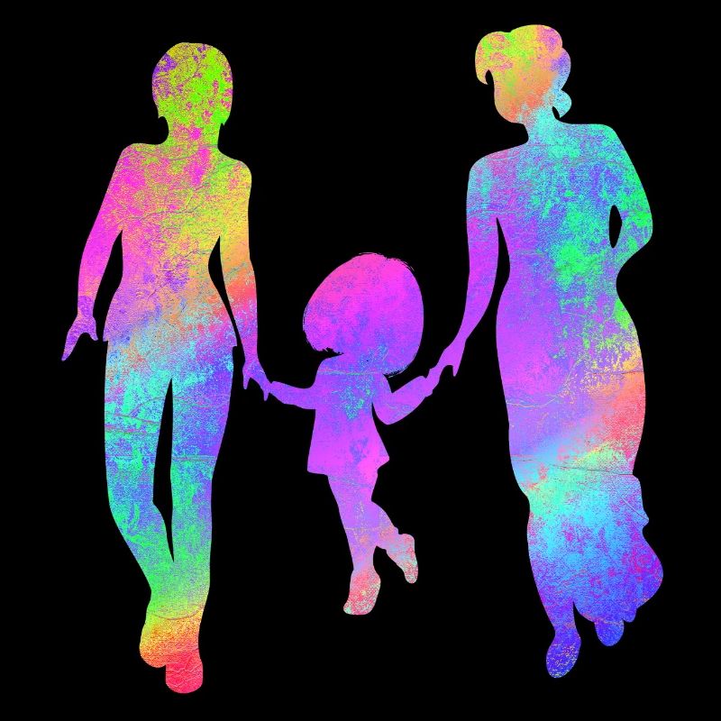 Regenbogen Mama und Mama mit Mädchen