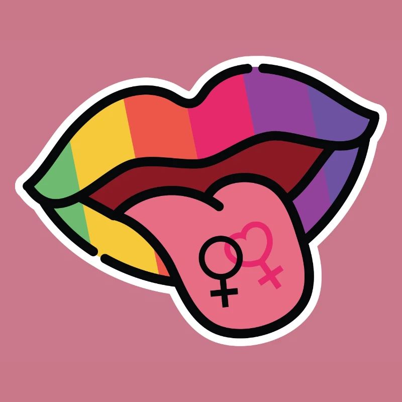 Lesbienne, Bouche, Langue, Drapeau arc-en-ciel, CSD
