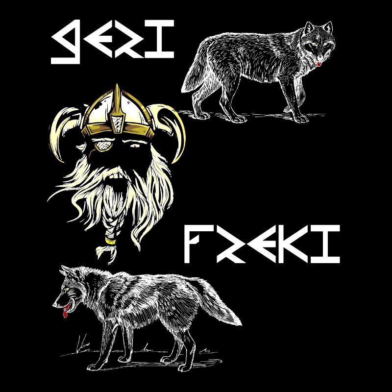 Odin mit Geri und Freki Wikinger