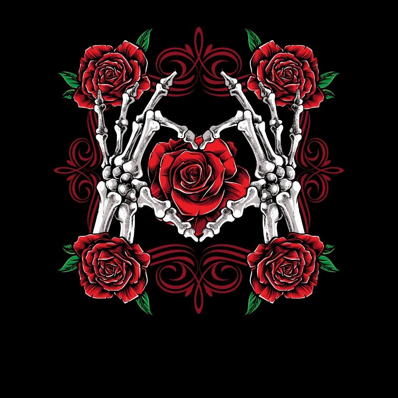 Rose Skelett Hand Goth Kleidung Emo Stil Geschenke