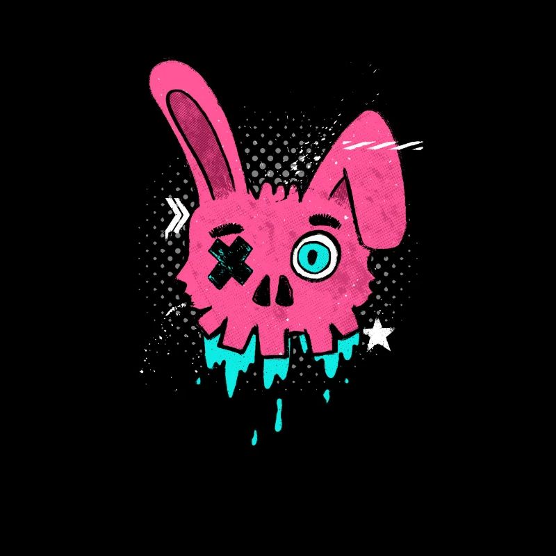 Street Style Rabbit Skull Pop Art Rabbit