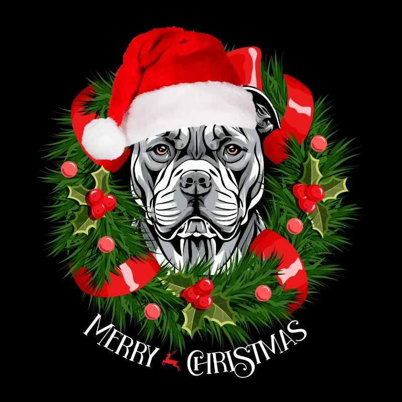 Funny Pitbull Christmas Reindeer Santa- Tree Light