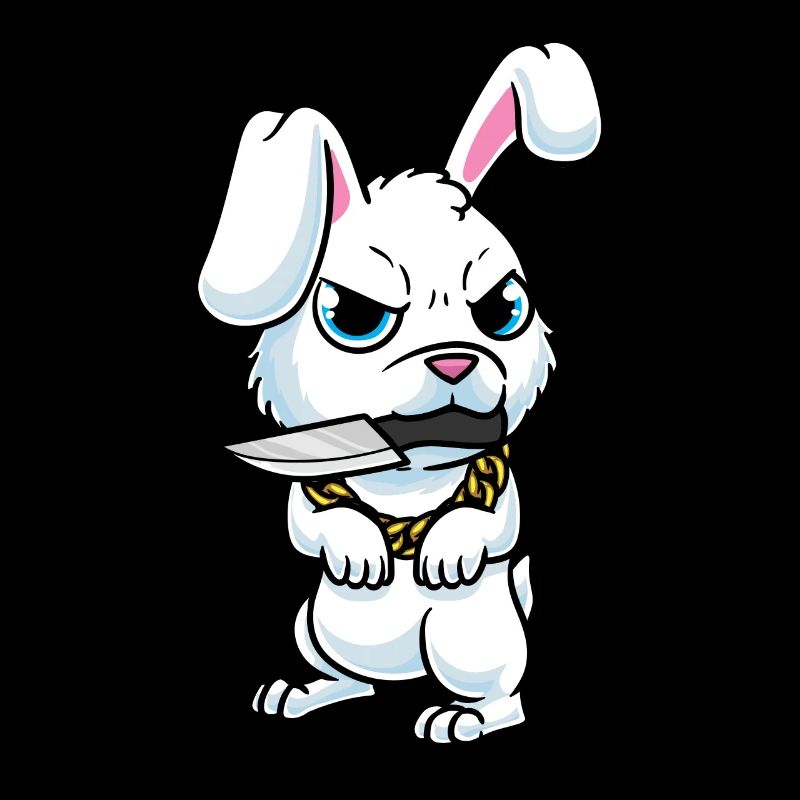 Lapin mignon avec couteau Lapin blanc