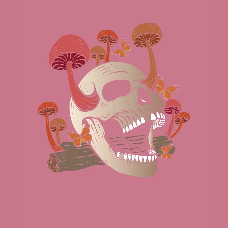 Champignon Crâne Papillon Mycologue Goth