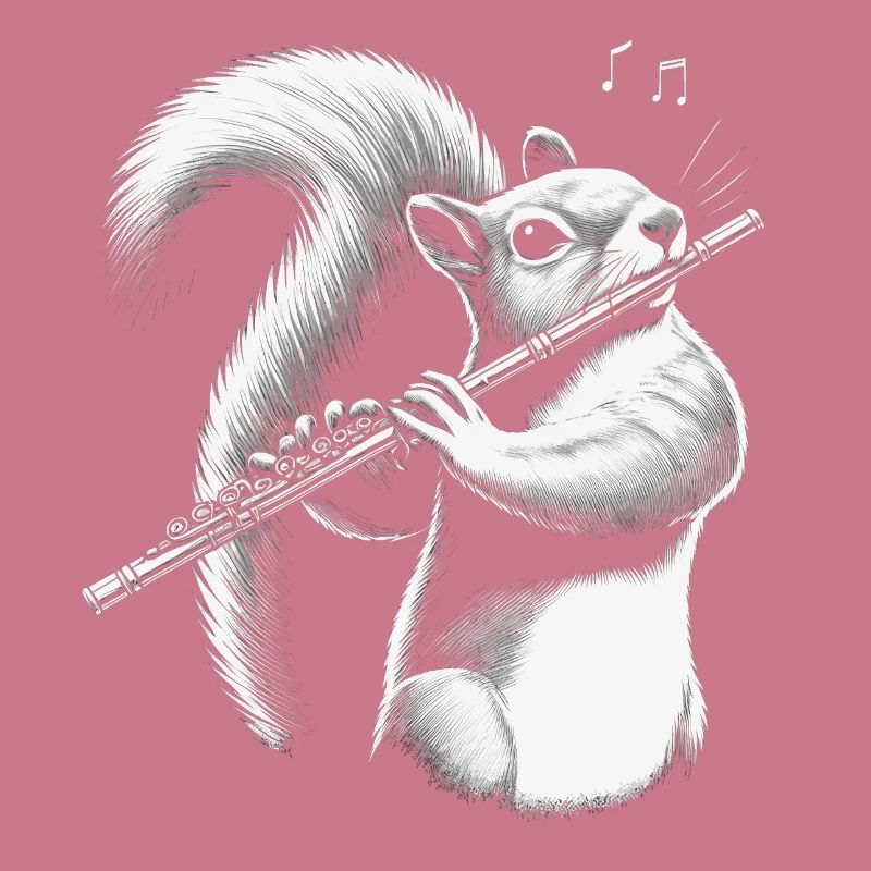 Eichhörnchen mit Querflöte
