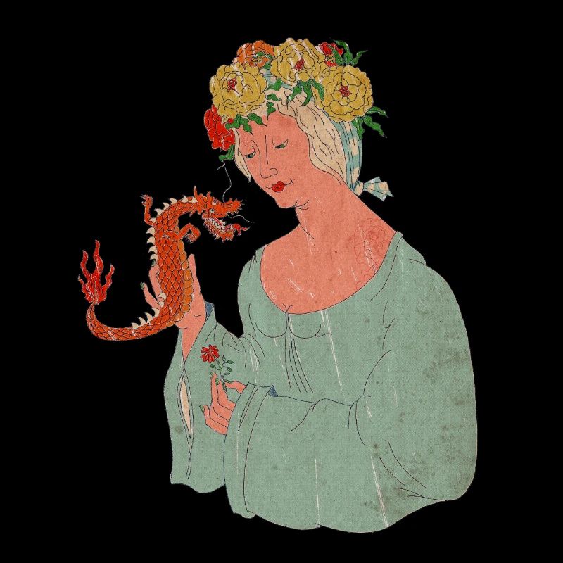 Blumenfee mit verliebtem Drachen