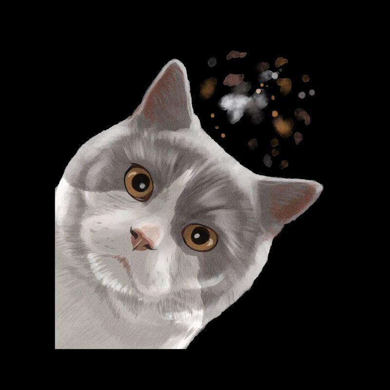 Curieux chat bicolore British Shorthair