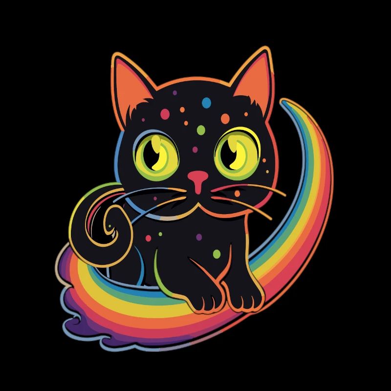 Süßes Halloween Regenbogen Schwarze Katze