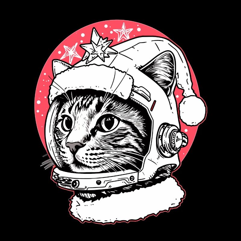 Mignon rétro Noël chat astronaute Noël