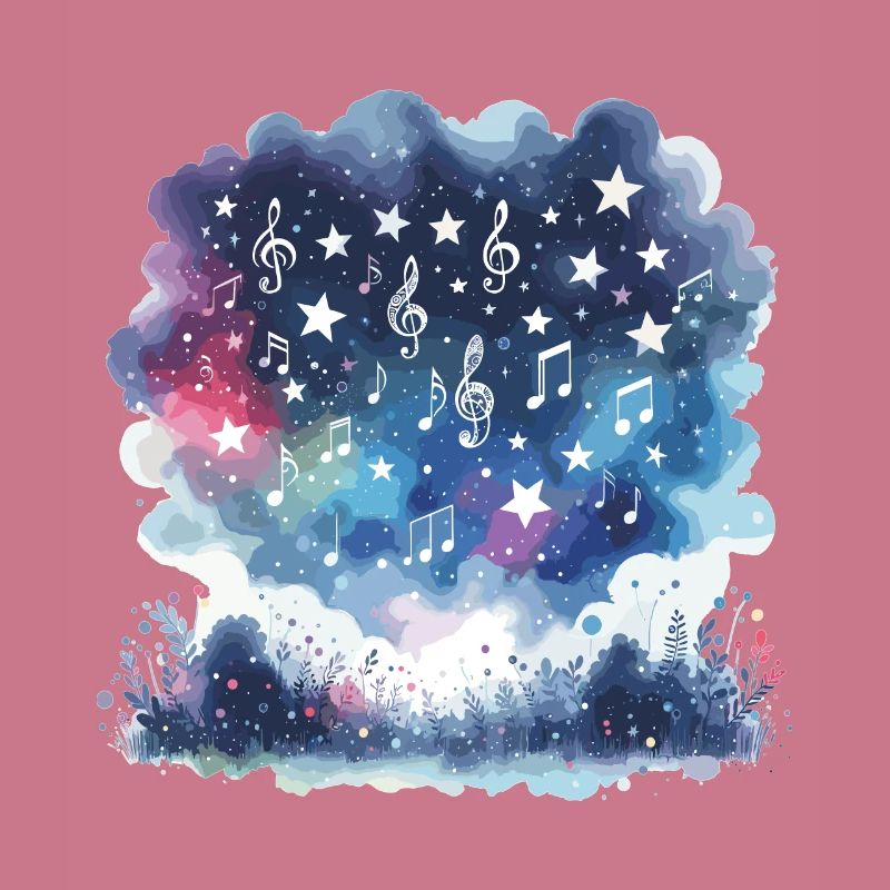 Ciel étoilé avec des formes de notes