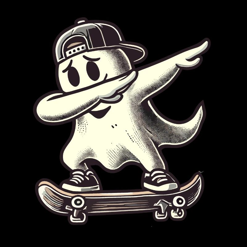 Skateboaring Dabbing Ghost Skateboard Dab