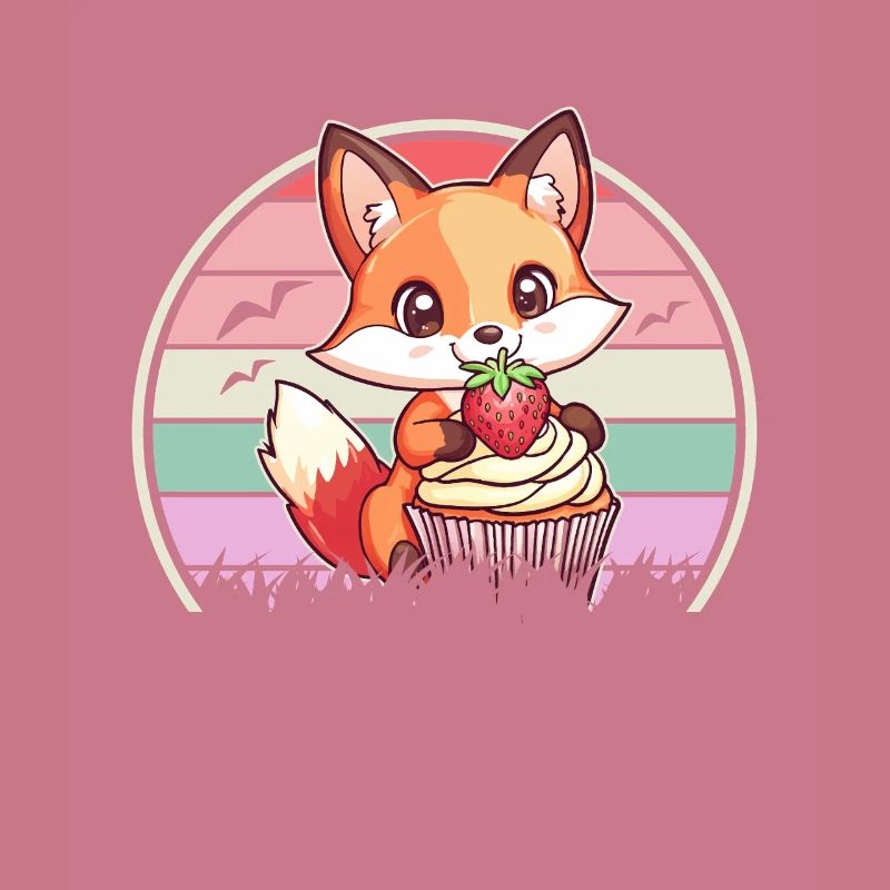Fuchs Erdbeer Cupcake Kawaii Mädchen Geschenk