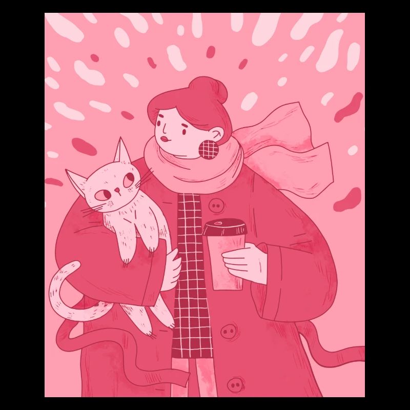 Mädchen In Warmer Kleidung Mit Einer Katze