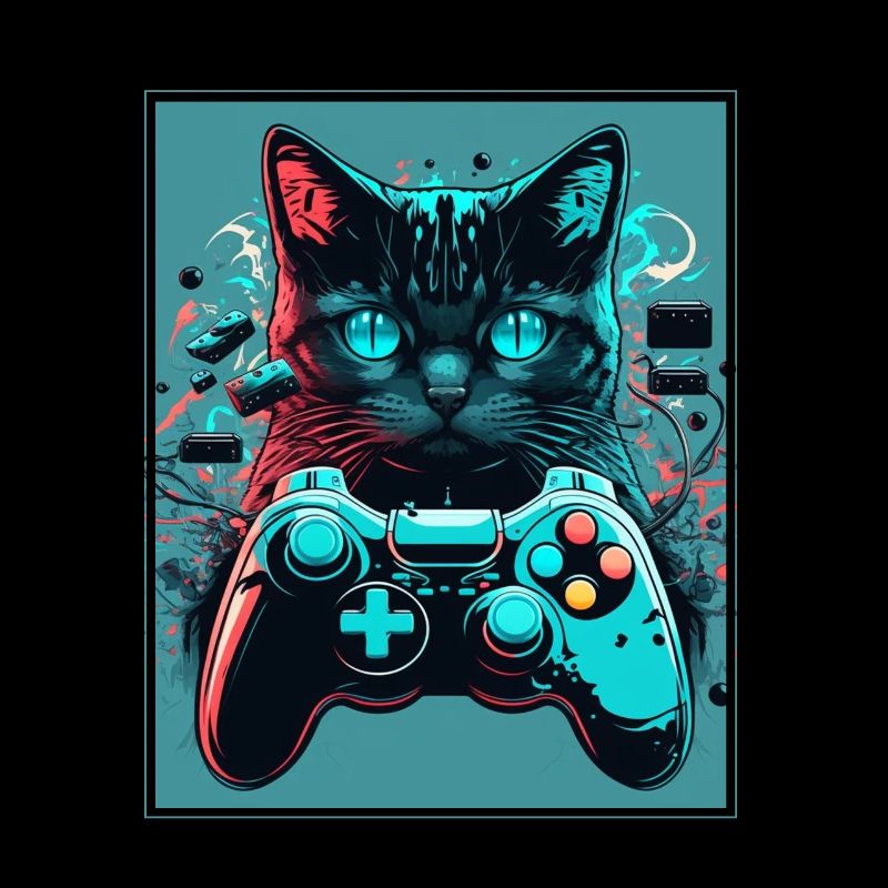 Cats and Gaming Katze Kätzchen Controller Zocken