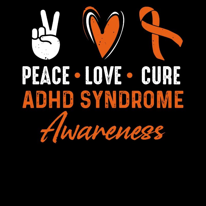 Peace Love Cure Syndrome du TDAH Conscience Orange