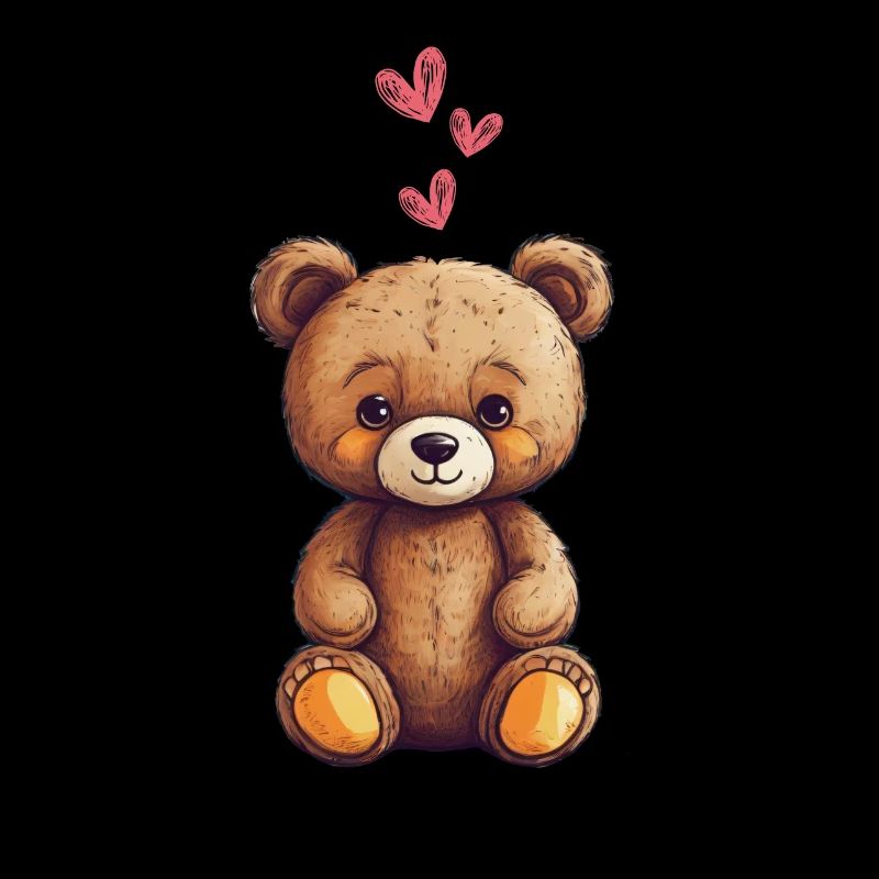 Teddy Bear Cartoon with Hearts Teddy Bear Cute