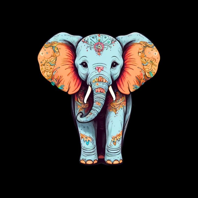 Éléphant Coloré Mignon Éléphant Bébé Mandala Hindi