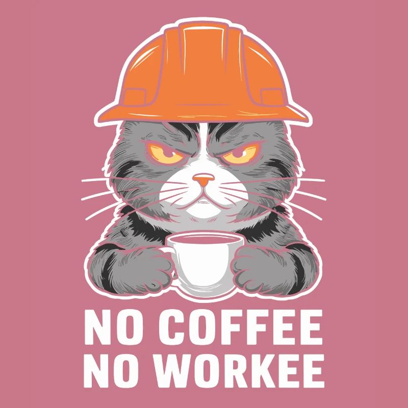 Pas de café pas de travail Conception de chat