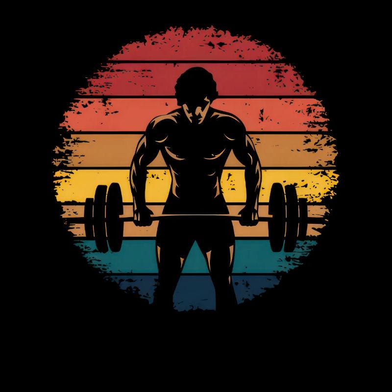 Silhouette de bodybuilder - Rétro Vintage Sunset